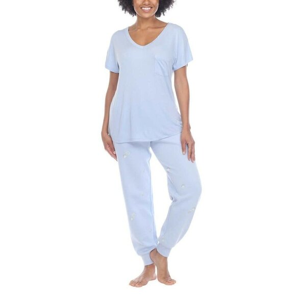NWT Honeydew Women's 2-piece Pajama Cotton Blend Embroidered Top and Pants Loung - Picture 1 of 7